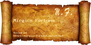 Mirgics Fortuna névjegykártya